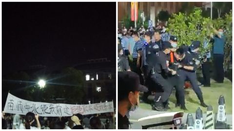 視頻直擊:中國多所學院示威事件 學生被打頭破血流