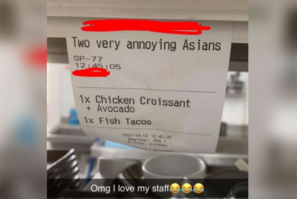 "兩個討厭的亞洲人"餐廳收據惹眾怒 老板道歉了